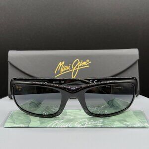 Maui Jim Stingray Sunglasses Unisex MJ 103-02 Gloss Black Grey Lenses 55mm